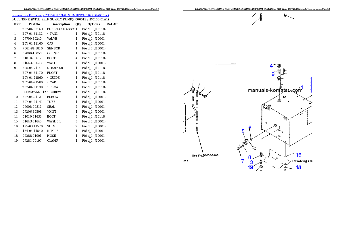 Protected: PC300-6 SERIAL NUMBERS:J10295 Partsbook