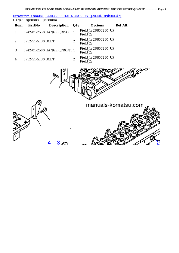 Protected: PC300-7 SERIAL NUMBERS : J20001-UP Partsbook