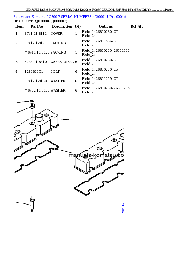 Protected: PC300-7 SERIAL NUMBERS : J20001-UP Partsbook