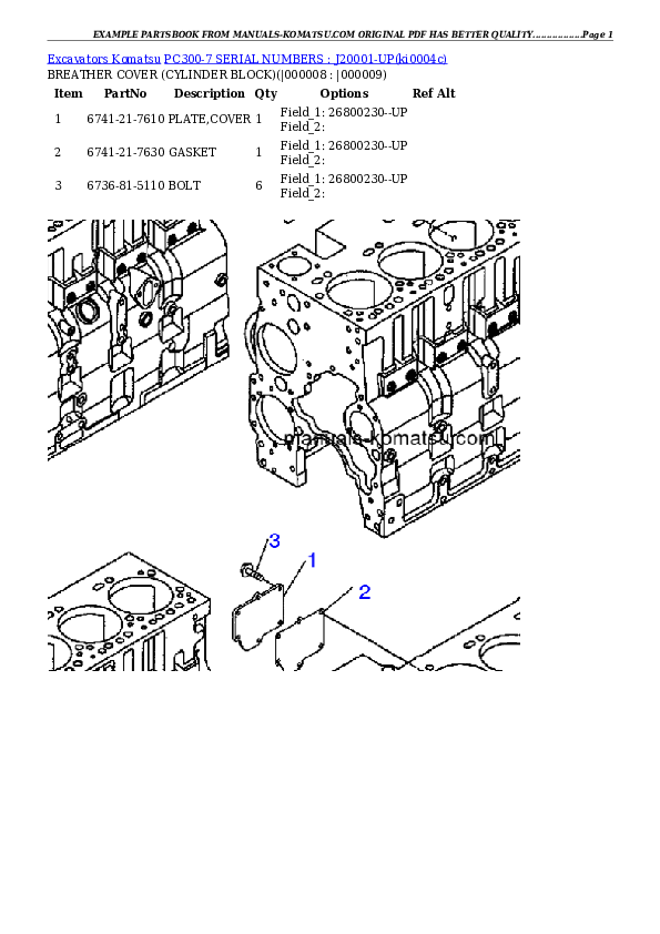 Protected: PC300-7 SERIAL NUMBERS : J20001-UP Partsbook
