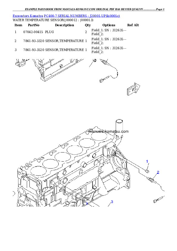 Protected: PC400-7 SERIAL NUMBERS : J20001-UP Partsbook