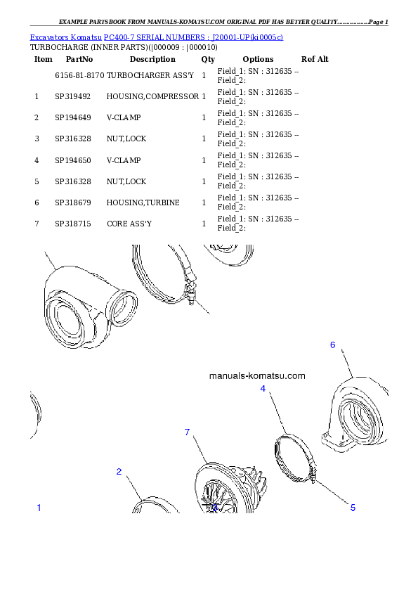 Protected: PC400-7 SERIAL NUMBERS : J20001-UP Partsbook