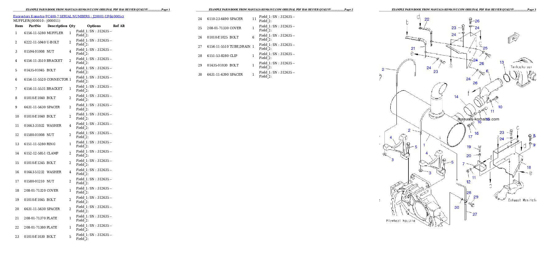 Protected: PC400-7 SERIAL NUMBERS : J20001-UP Partsbook