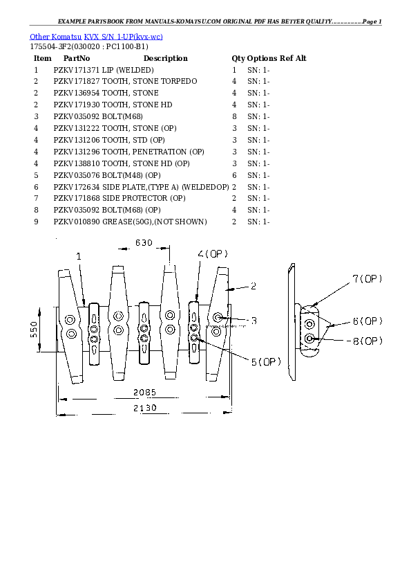 KVX S/N 1-UP Partsbook