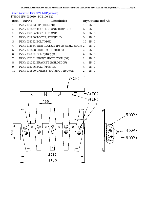 KVX S/N 1-UP Partsbook