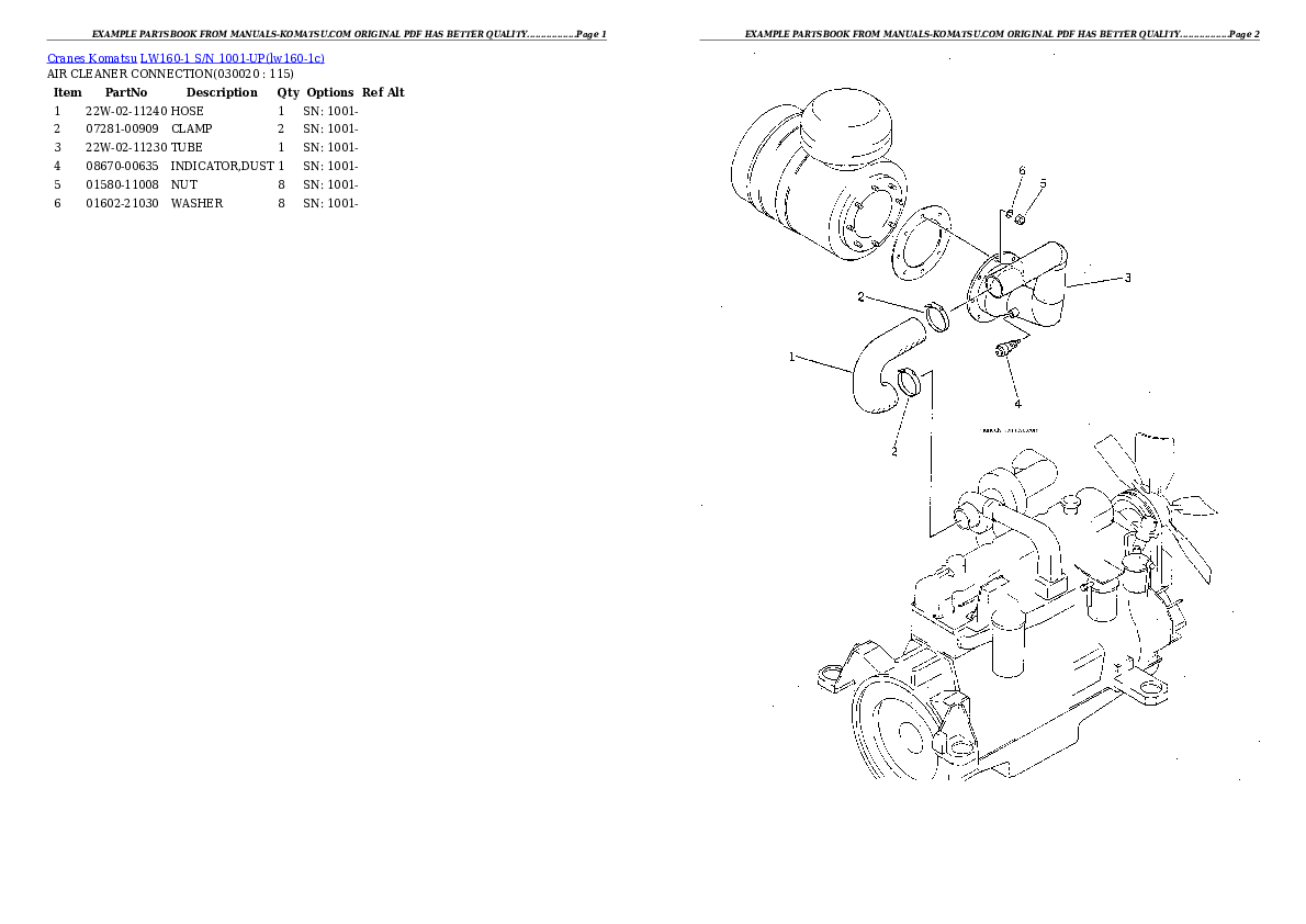 LW160-1 S/N 1001-UP Partsbook