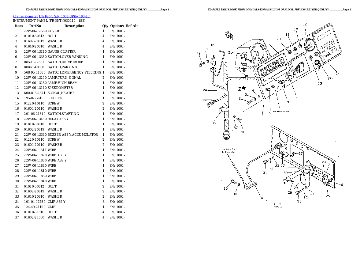 Protected: LW160-1 S/N 1001-UP Partsbook