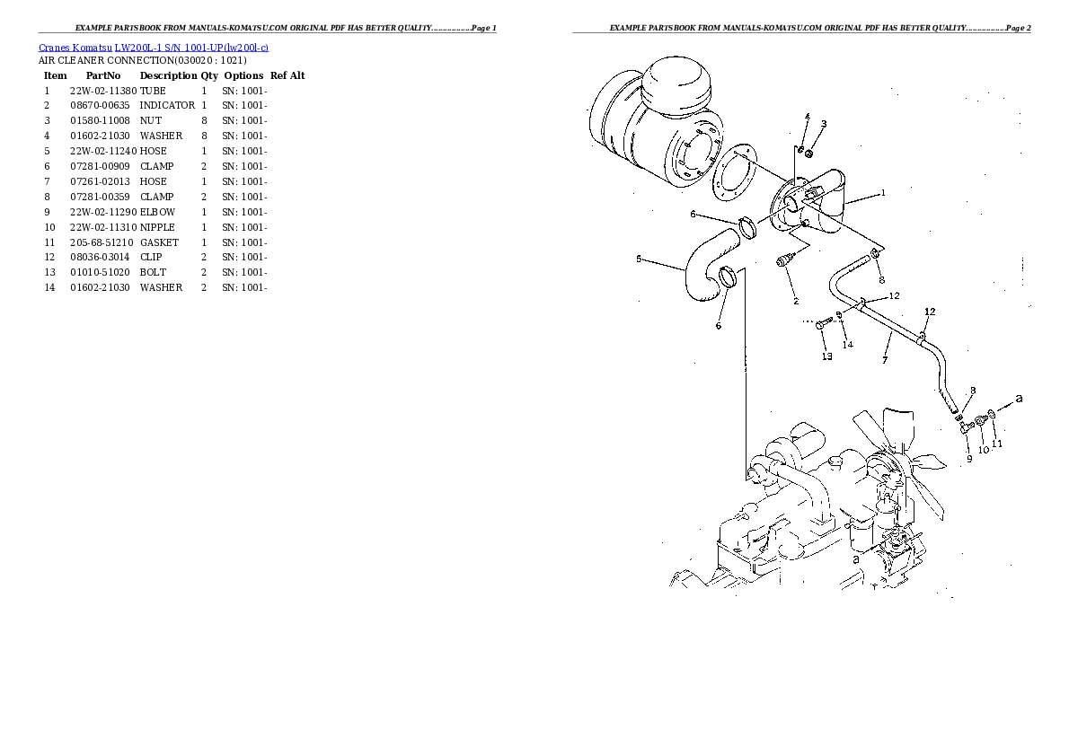 LW200L-1 S/N 1001-UP Partsbook
