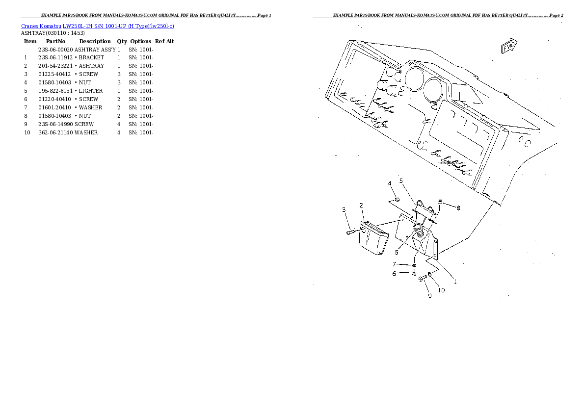 Protected: LW250L-1H S/N 1001-UP (H Type) Partsbook