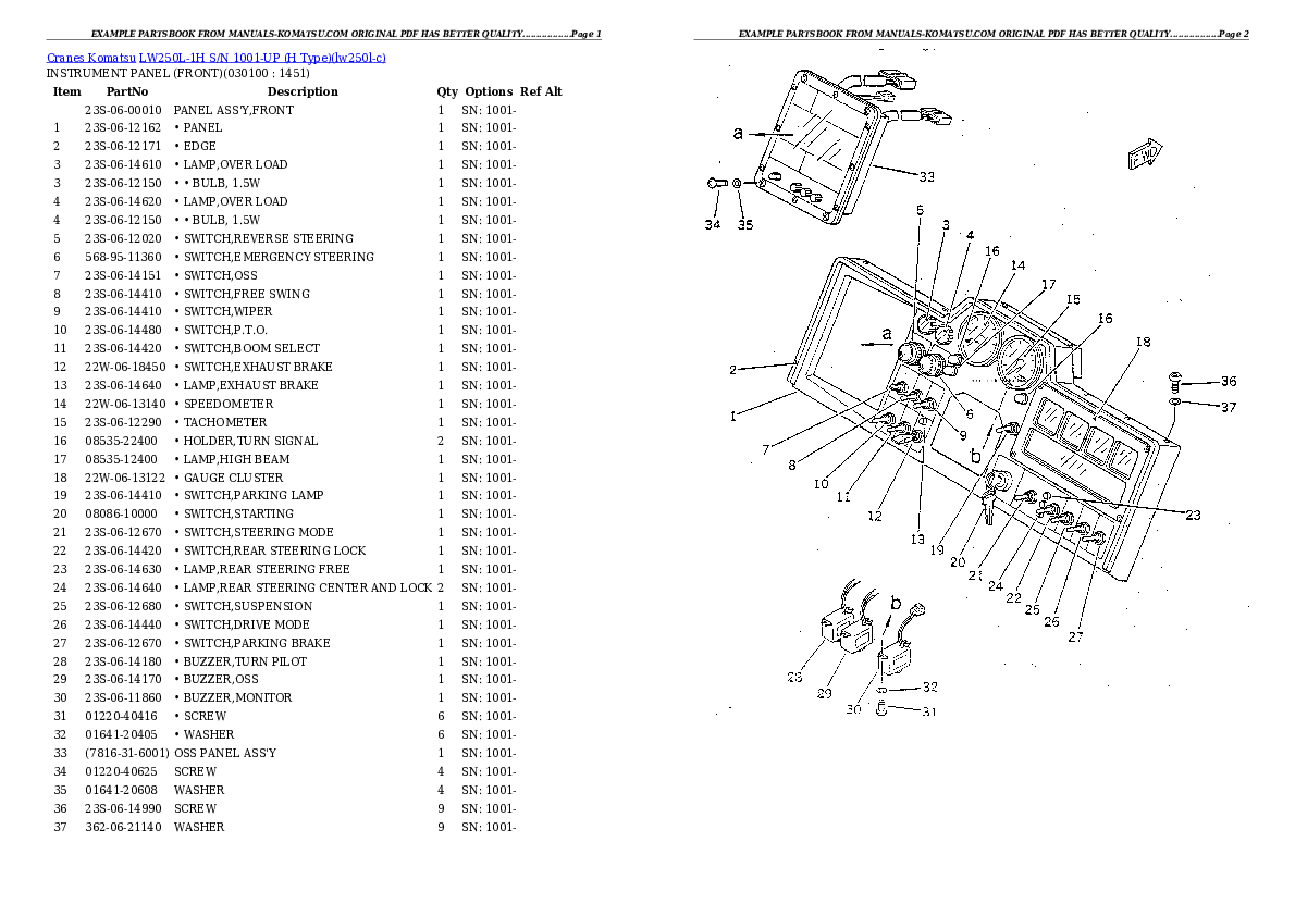 Protected: LW250L-1H S/N 1001-UP (H Type) Partsbook