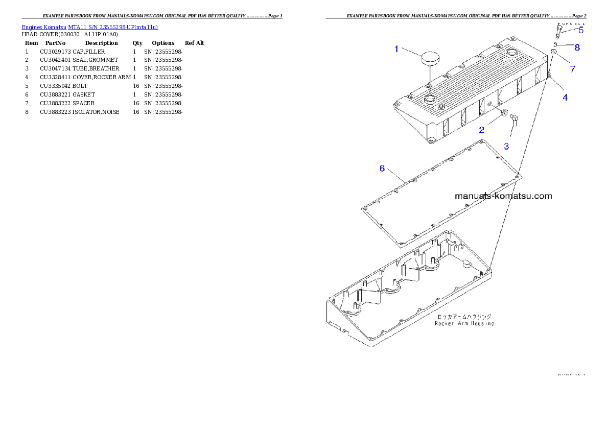 MTA11 S/N 23555298-UP Partsbook