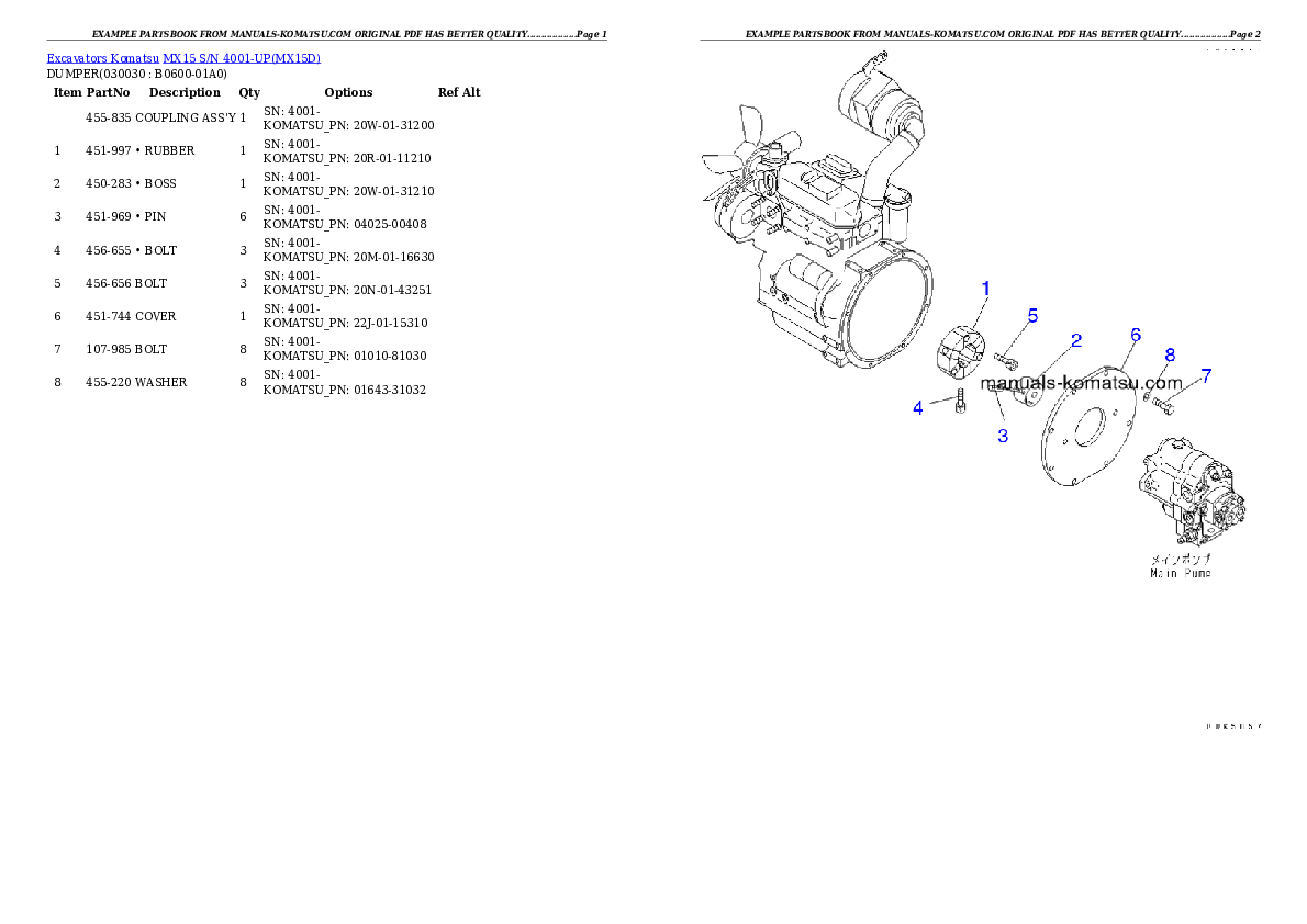 MX15 S/N 4001-UP Partsbook