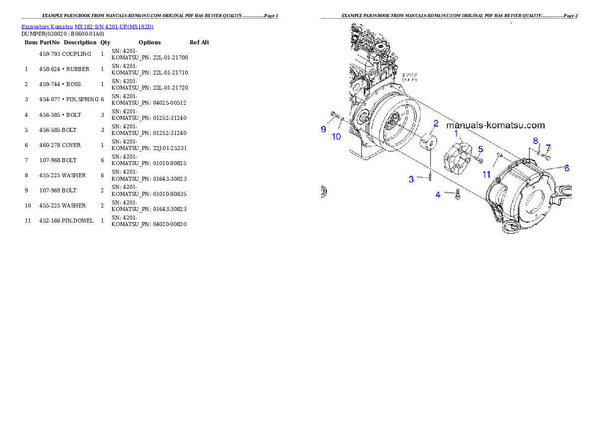 MX182 S/N 4201-UP Partsbook