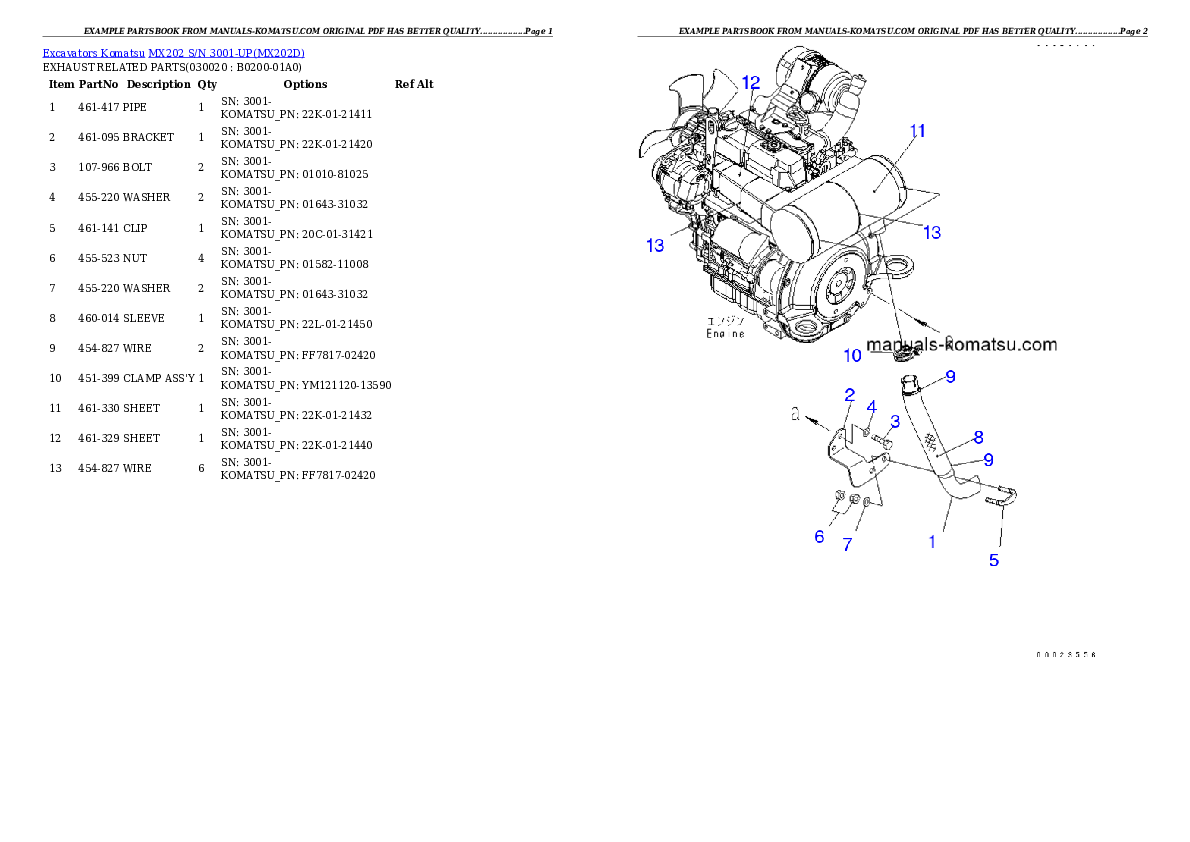 MX202 S/N 3001-UP Partsbook