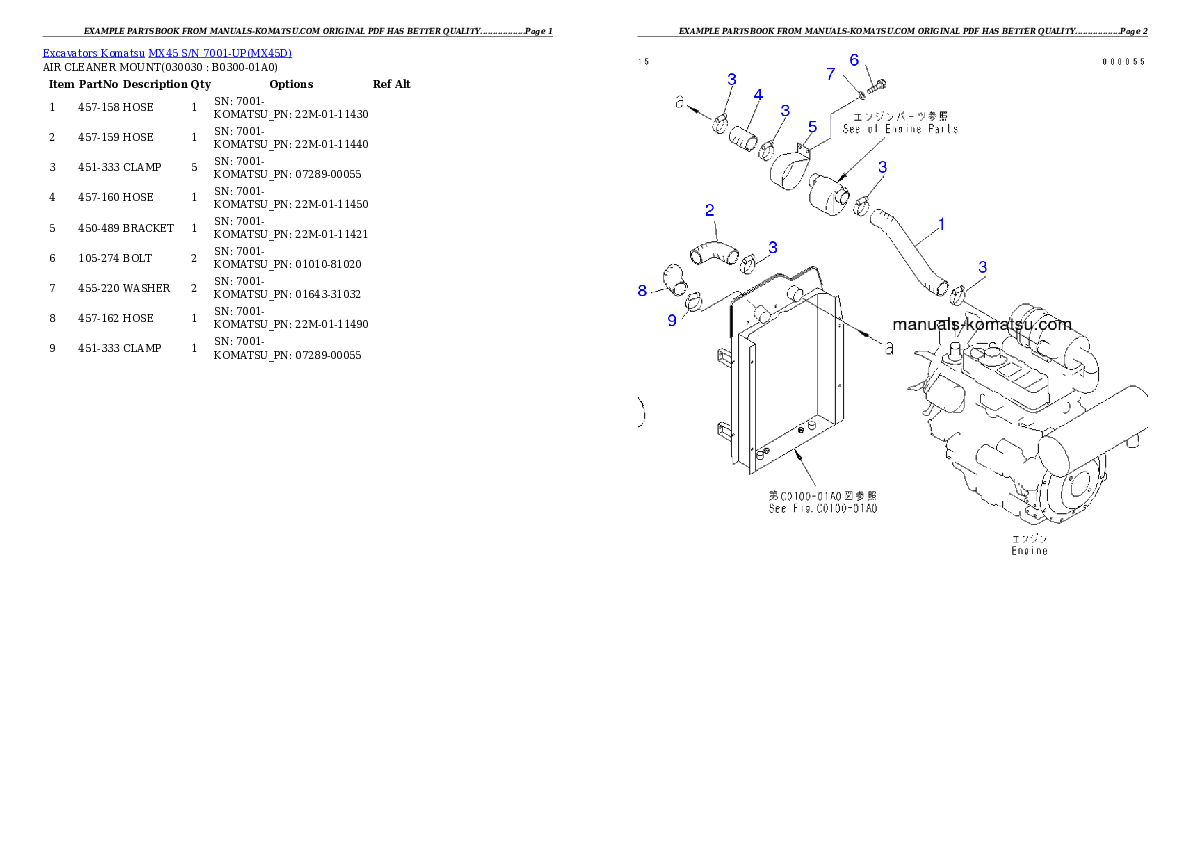 MX45 S/N 7001-UP Partsbook