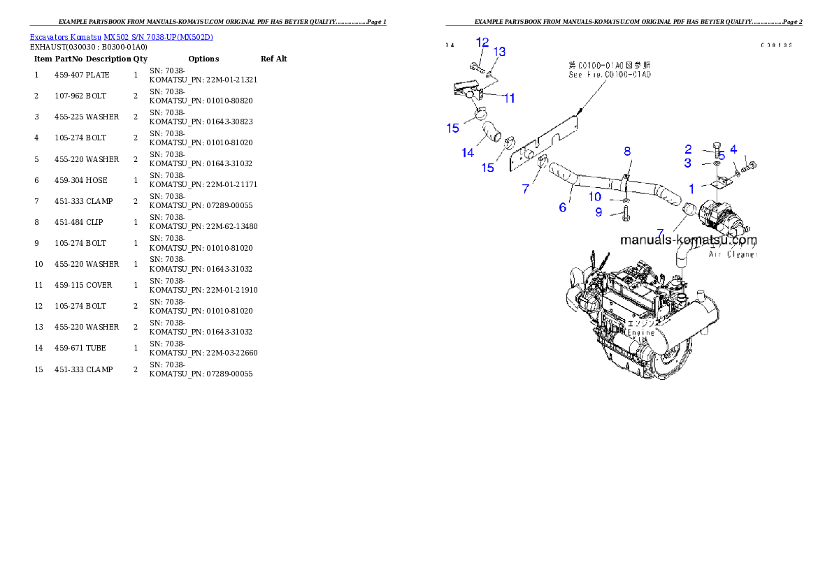 MX502 S/N 7038-UP Partsbook