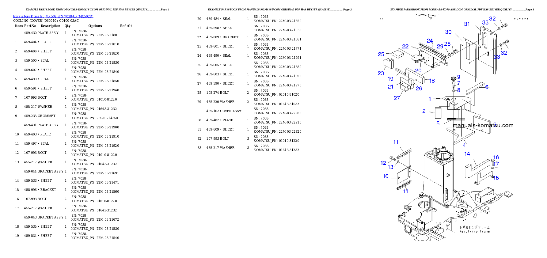 Protected: MX502 S/N 7038-UP Partsbook
