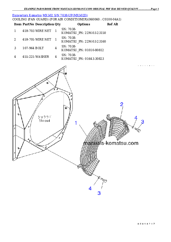 Protected: MX502 S/N 7038-UP Partsbook