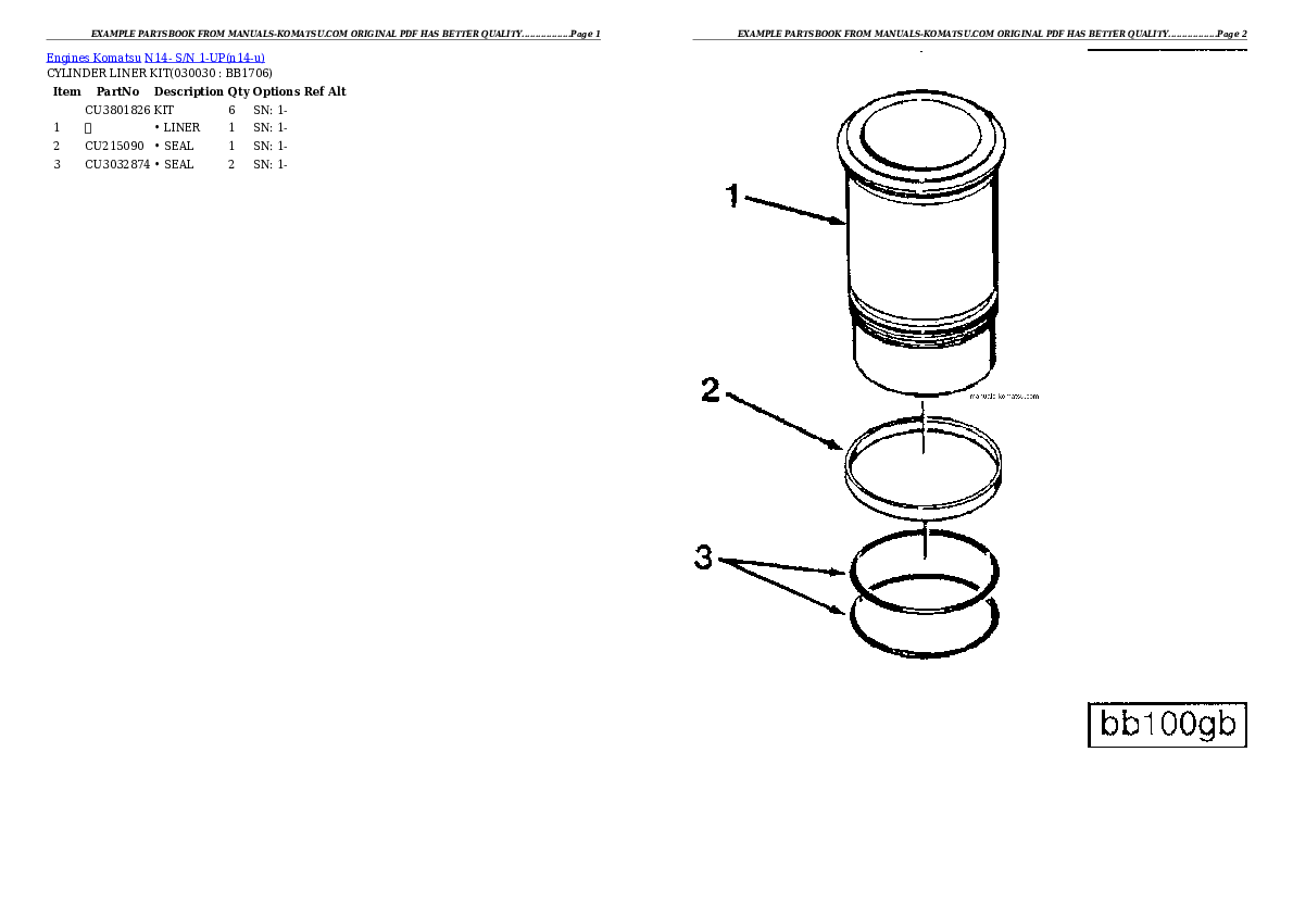 N14- S/N 1-UP Partsbook