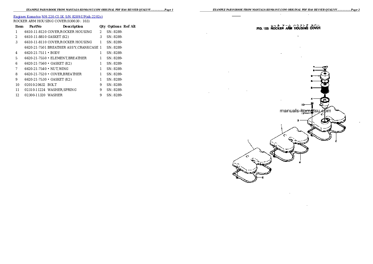NH-220-CI-1K S/N 8289-UP Partsbook