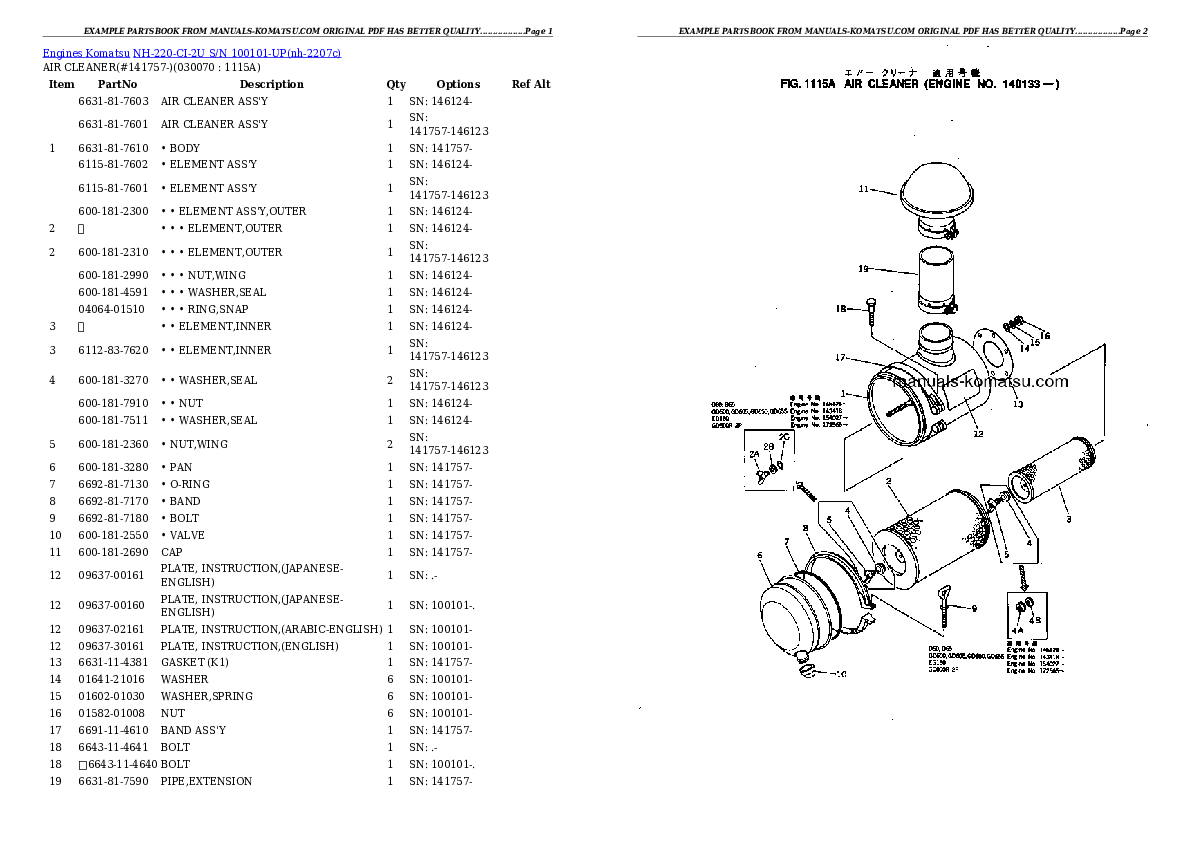 Protected: NH-220-CI-2U S/N 100101-UP Partsbook