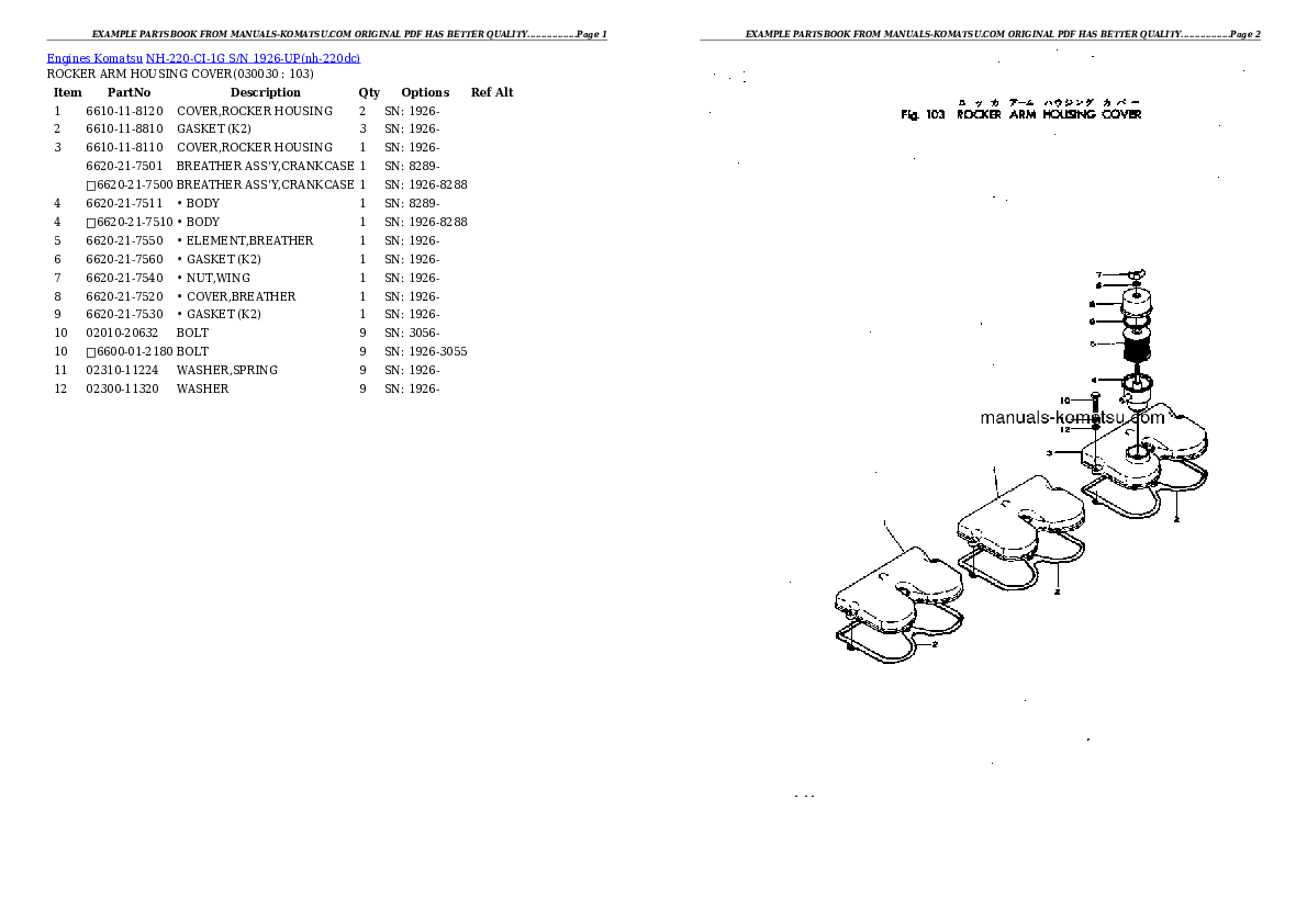 NH-220-CI-1G S/N 1926-UP Partsbook