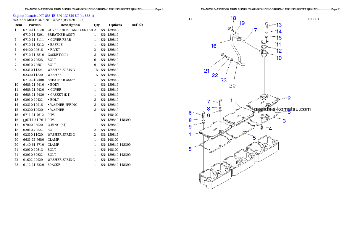 NT-855-1B S/N 139849-UP Partsbook