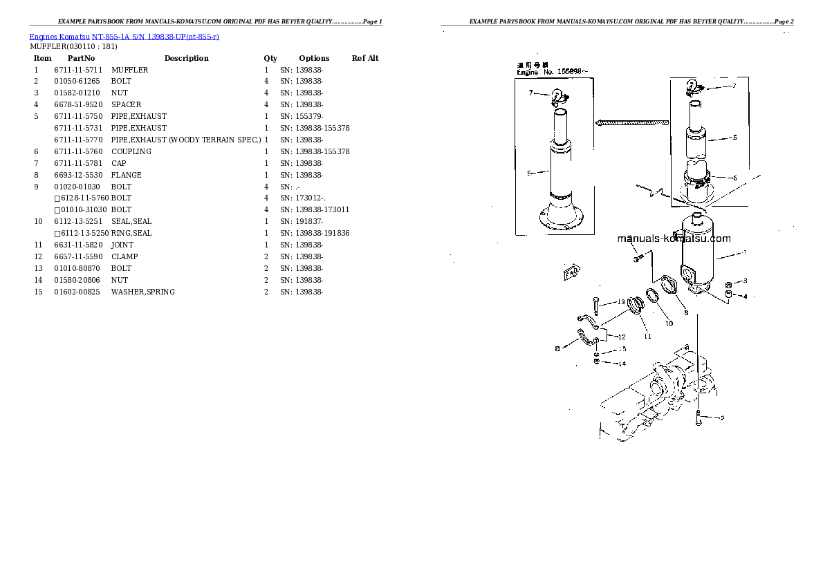 Protected: NT-855-1A S/N 139838-UP Partsbook