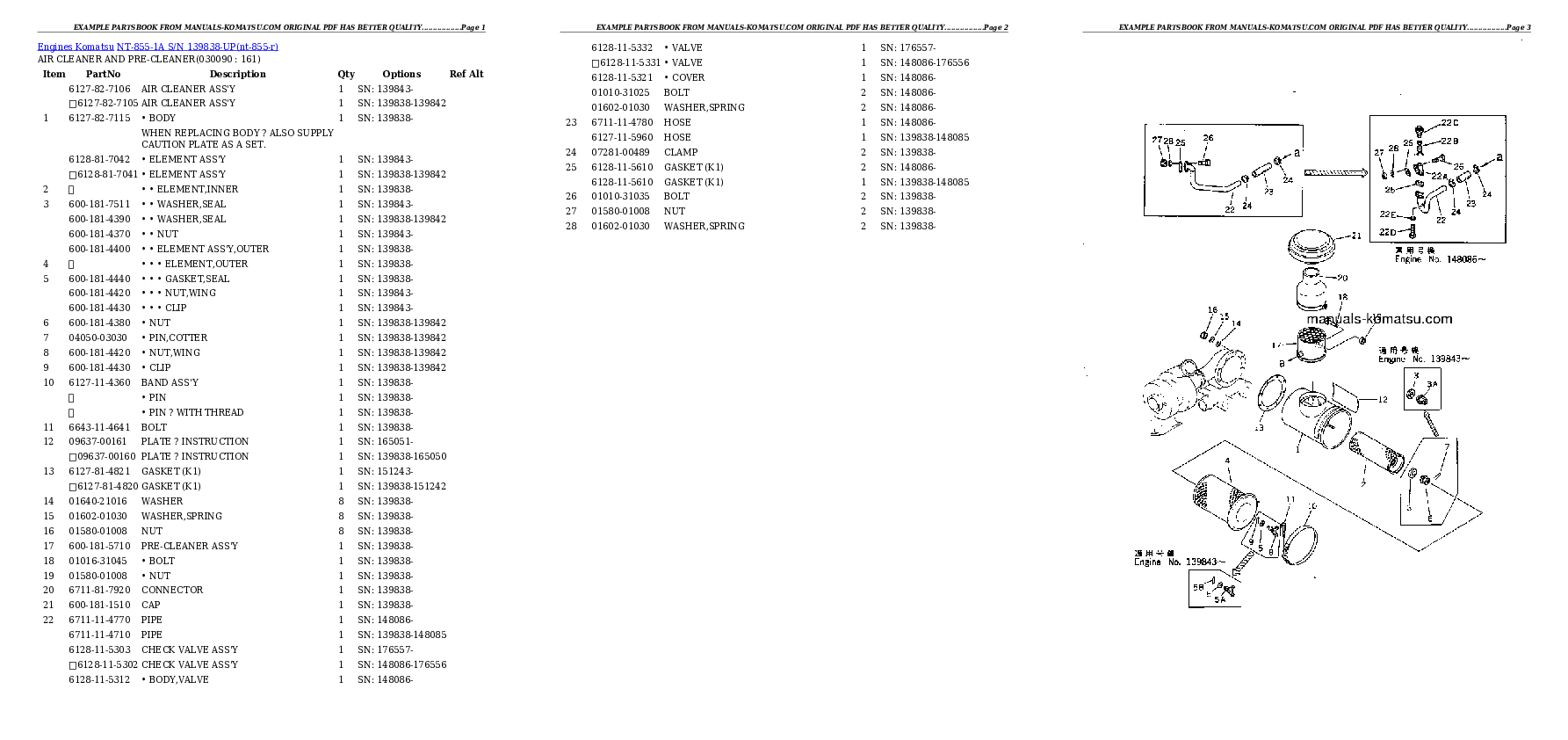 Protected: NT-855-1A S/N 139838-UP Partsbook