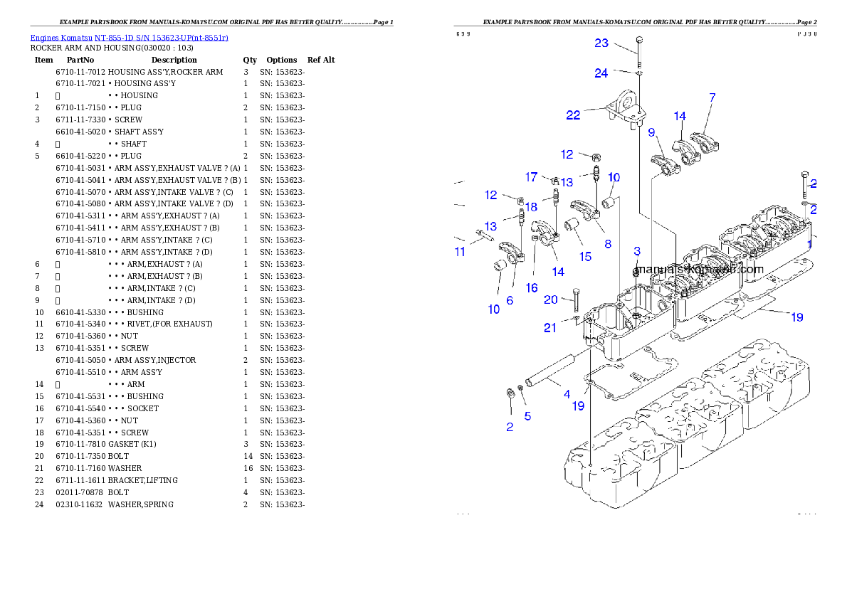 NT-855-1D S/N 153623-UP Partsbook