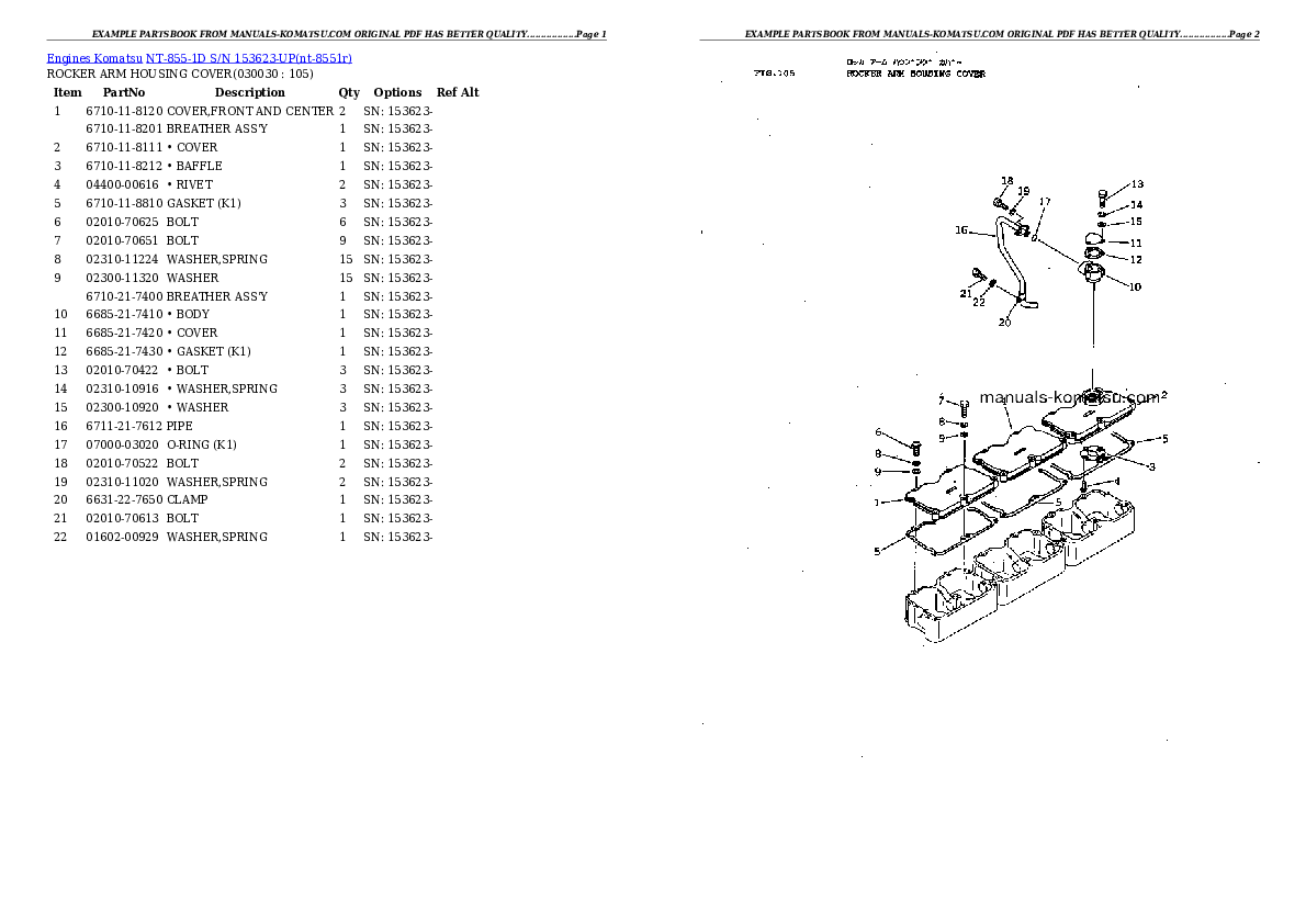 NT-855-1D S/N 153623-UP Partsbook