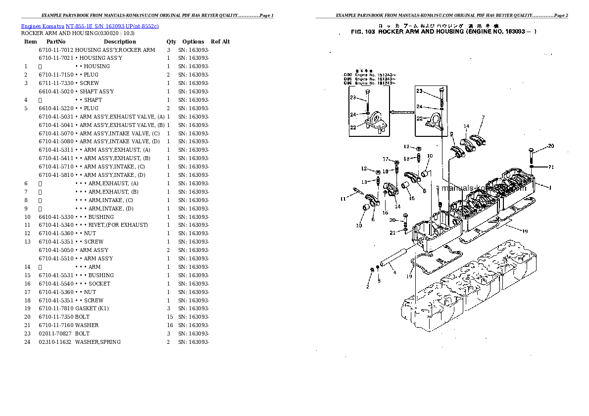 NT-855-1E S/N 163093-UP Partsbook