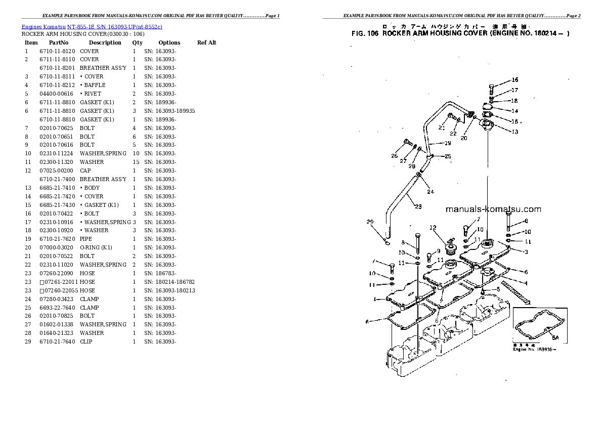 NT-855-1E S/N 163093-UP Partsbook