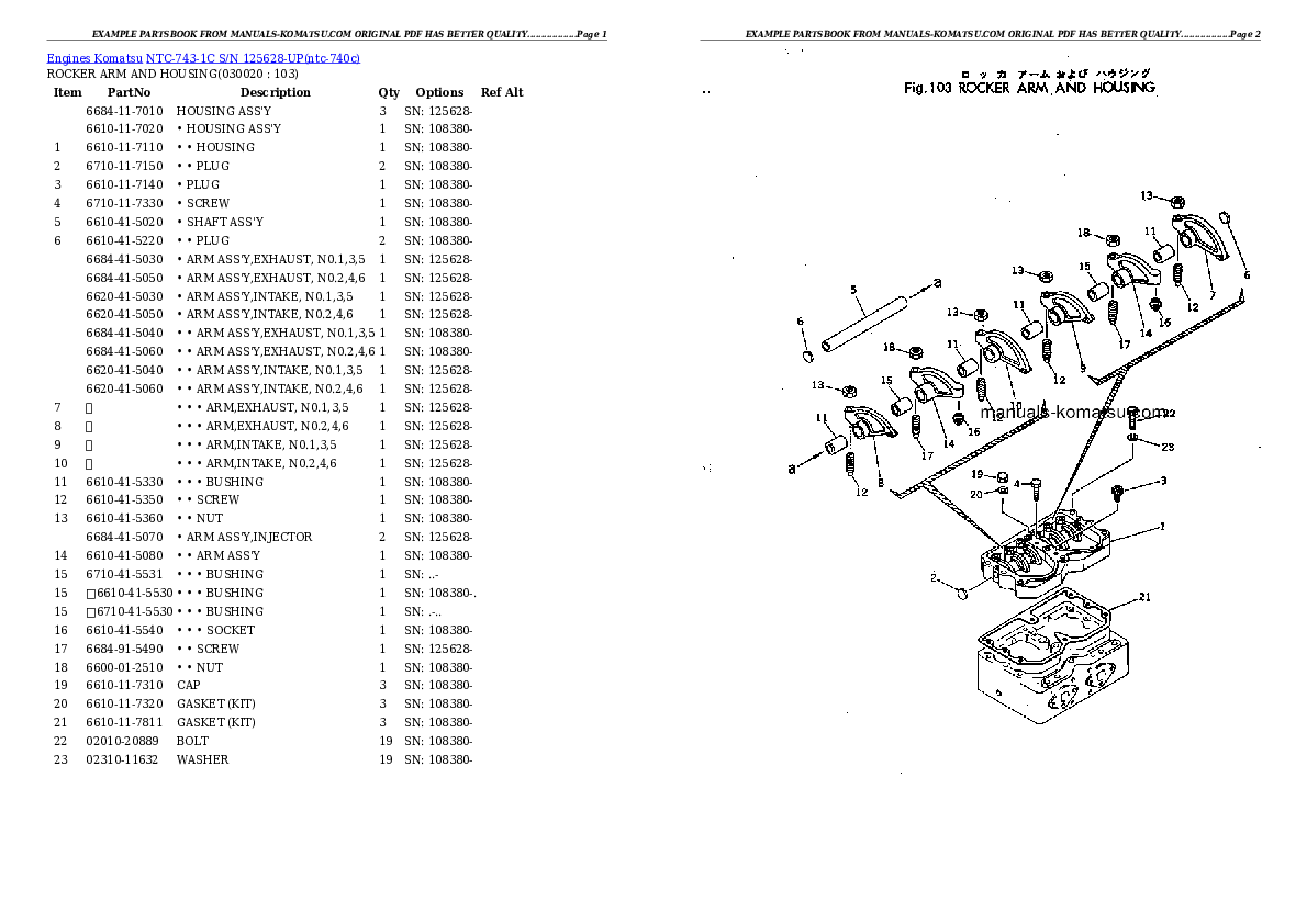 NTC-743-1C S/N 125628-UP Partsbook