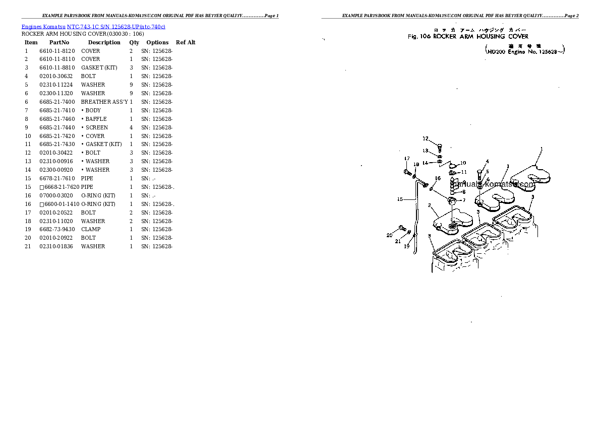 NTC-743-1C S/N 125628-UP Partsbook