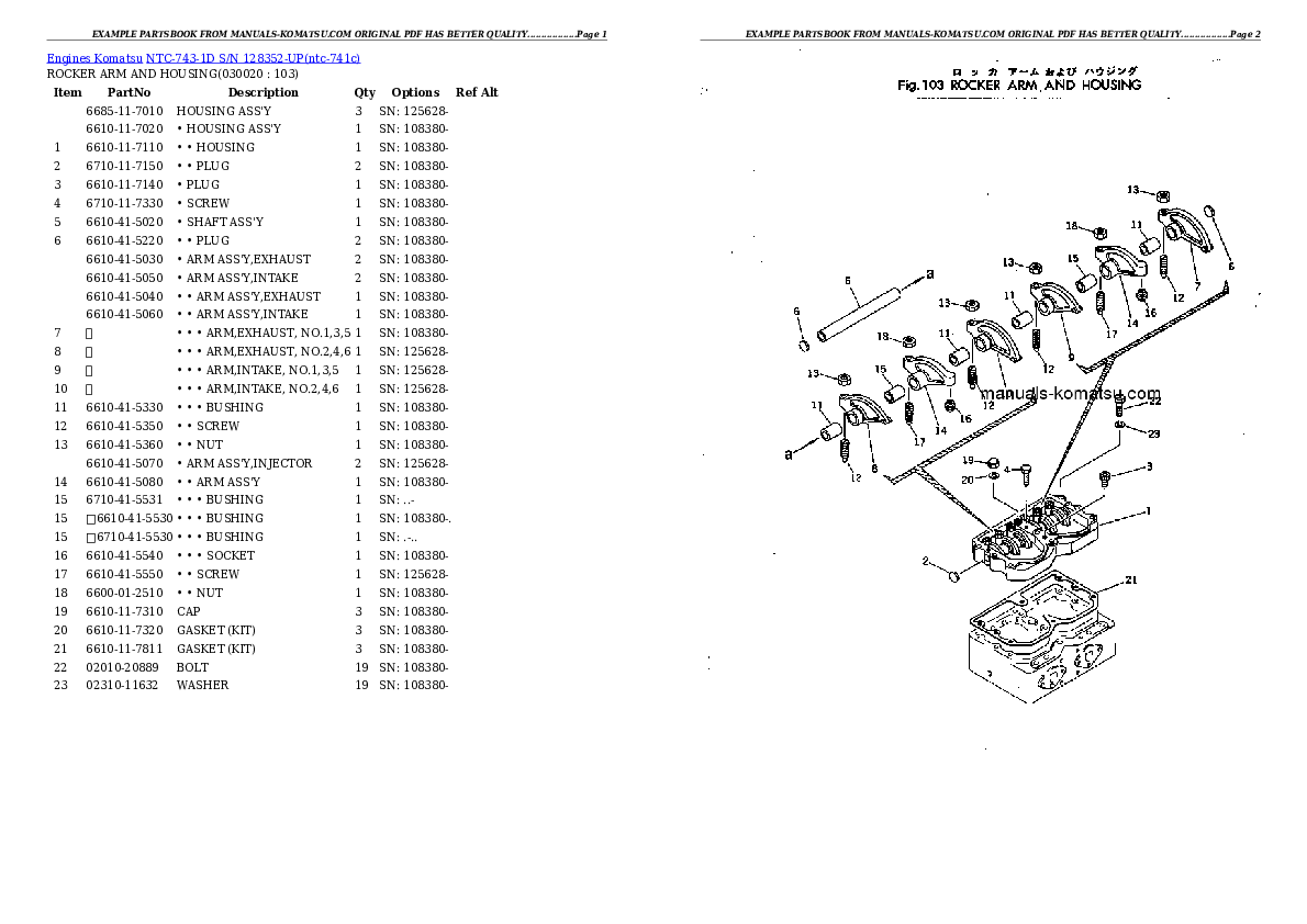 NTC-743-1D S/N 128352-UP Partsbook