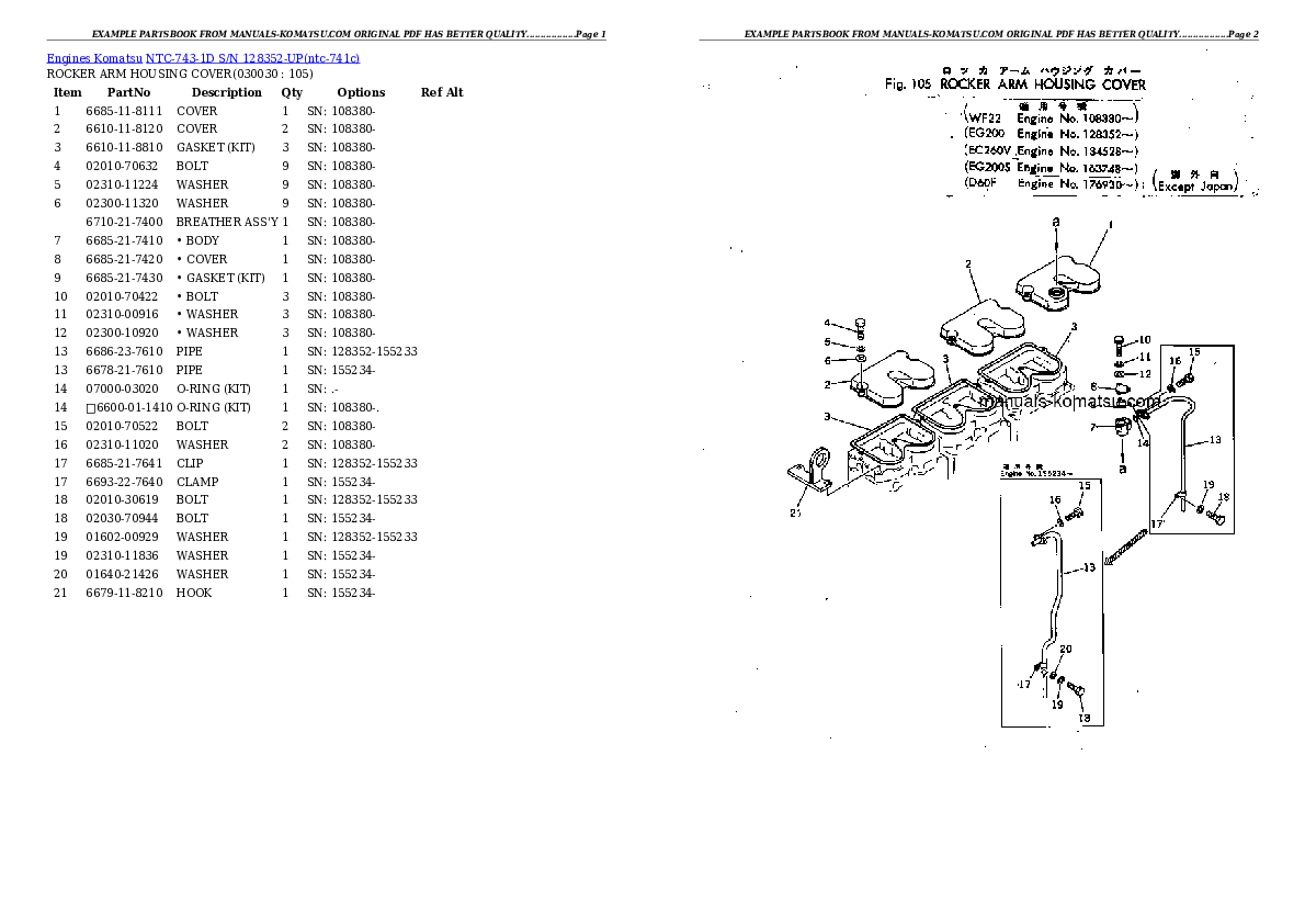 NTC-743-1D S/N 128352-UP Partsbook