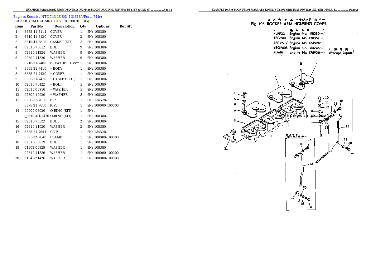 NTC-743-1E S/N 134528-UP Partsbook