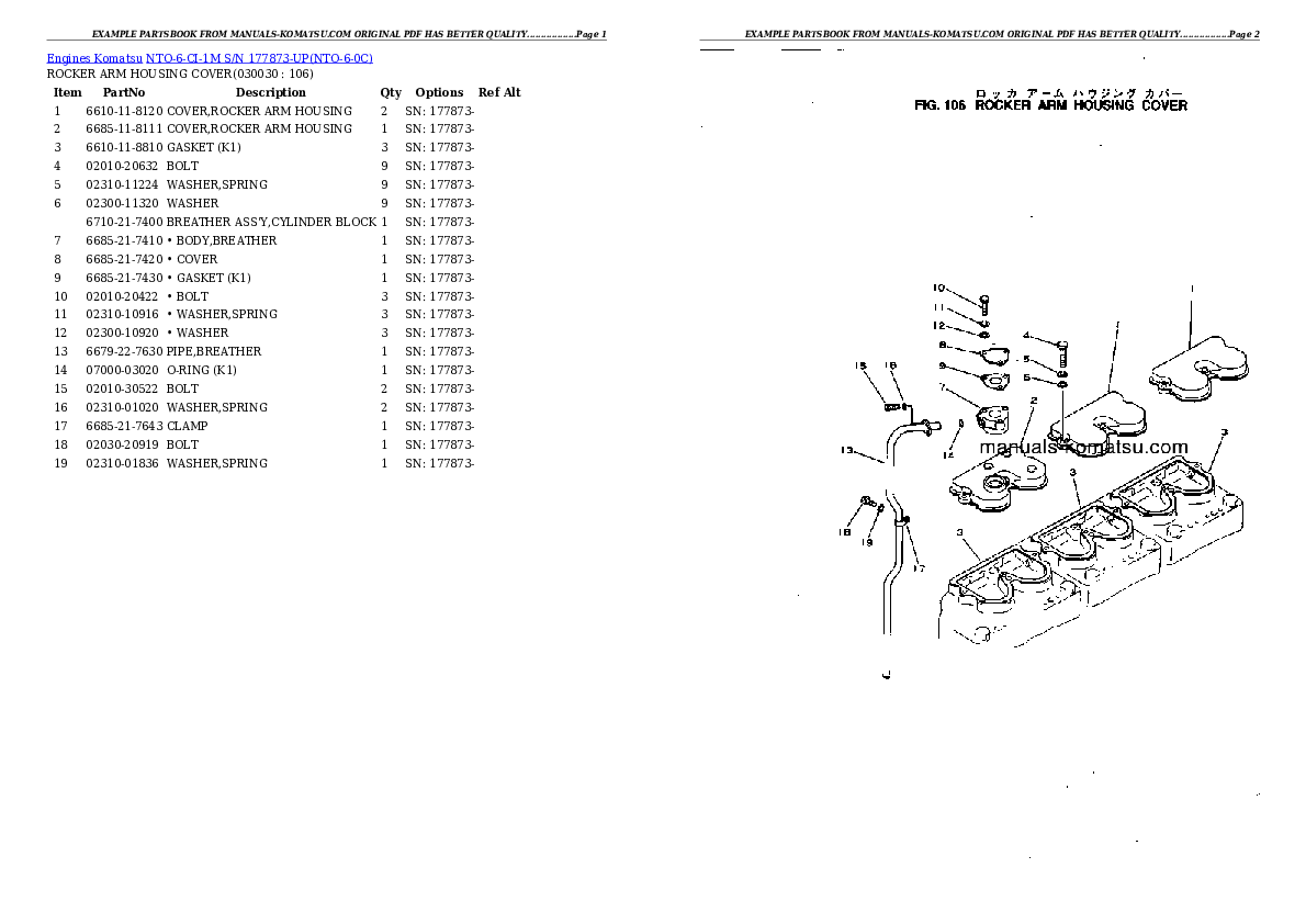 NTO-6-CI-1M S/N 177873-UP Partsbook