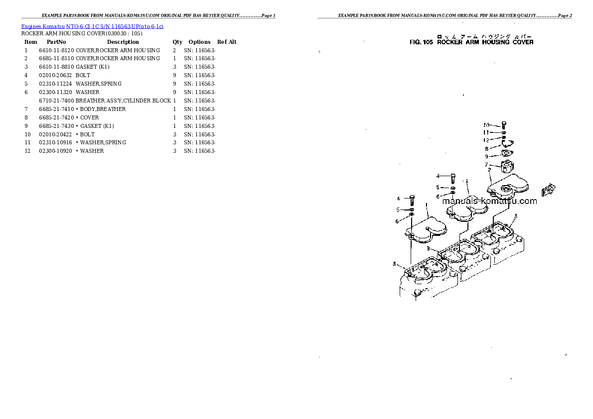 NTO-6-CI-1C S/N 116563-UP Partsbook
