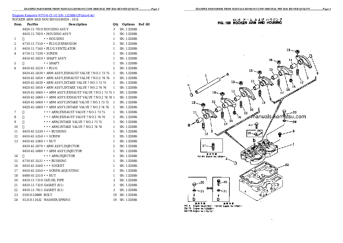 NTO-6-CI-1G S/N 132888-UP Partsbook