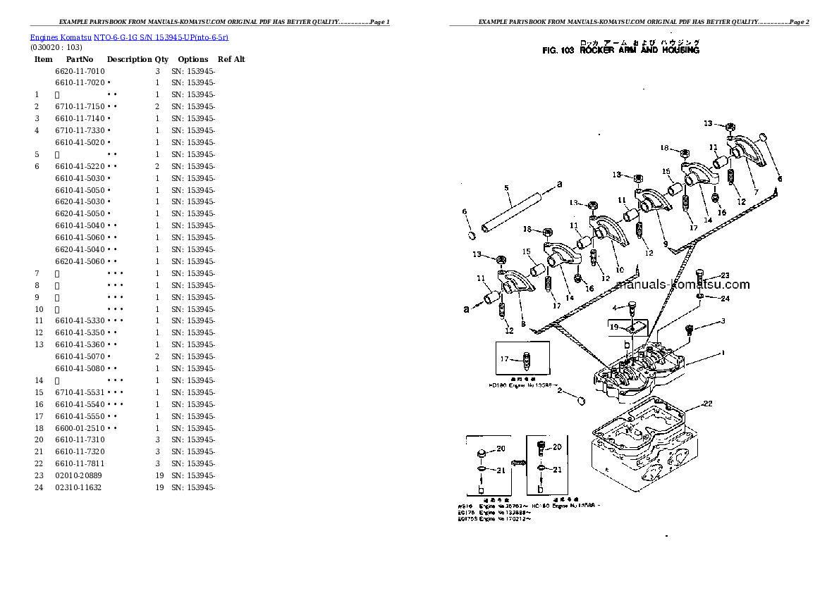 NTO-6-G-1G S/N 153945-UP Partsbook