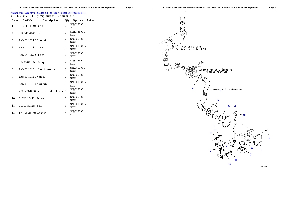 Protected: PC210LCI-10 S/N K65001-UP Partsbook
