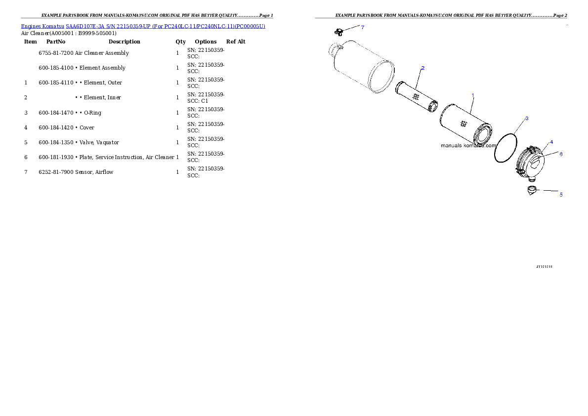 Protected: SAA6D107E-3A S/N 22150359-UP (For PC240LC-11/PC240NLC-11) Partsbook