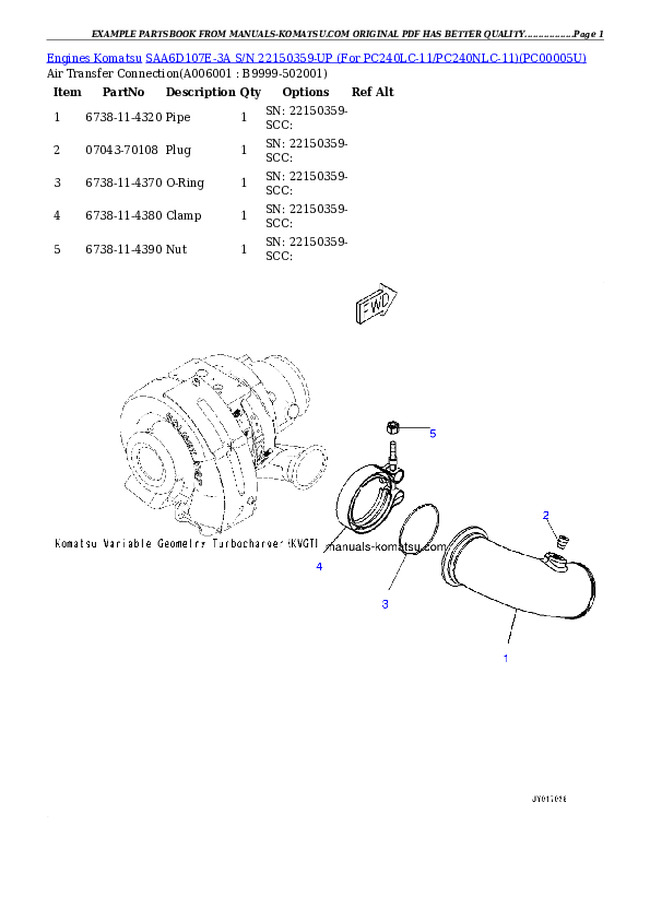 Protected: SAA6D107E-3A S/N 22150359-UP (For PC240LC-11/PC240NLC-11) Partsbook