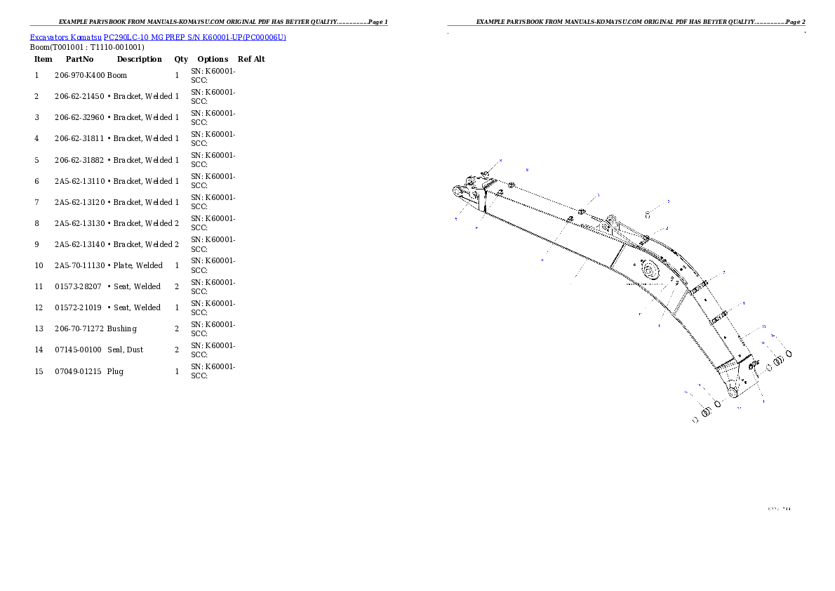 Protected: PC290LC-10 MG PREP S/N K60001-UP Partsbook