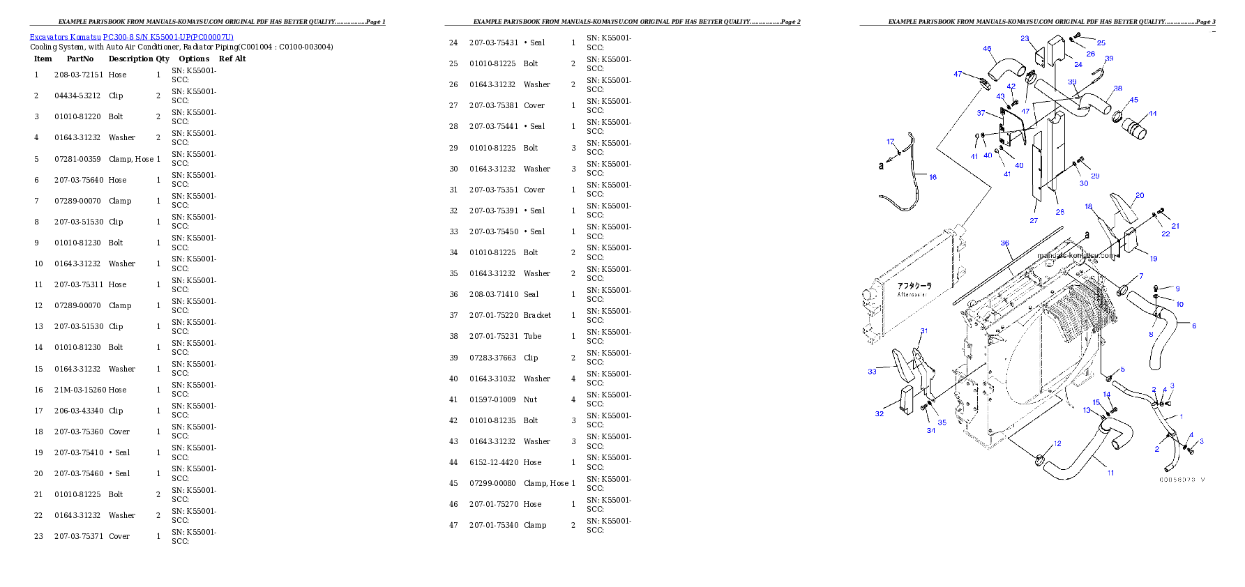 Protected: PC300-8 S/N K55001-UP Partsbook