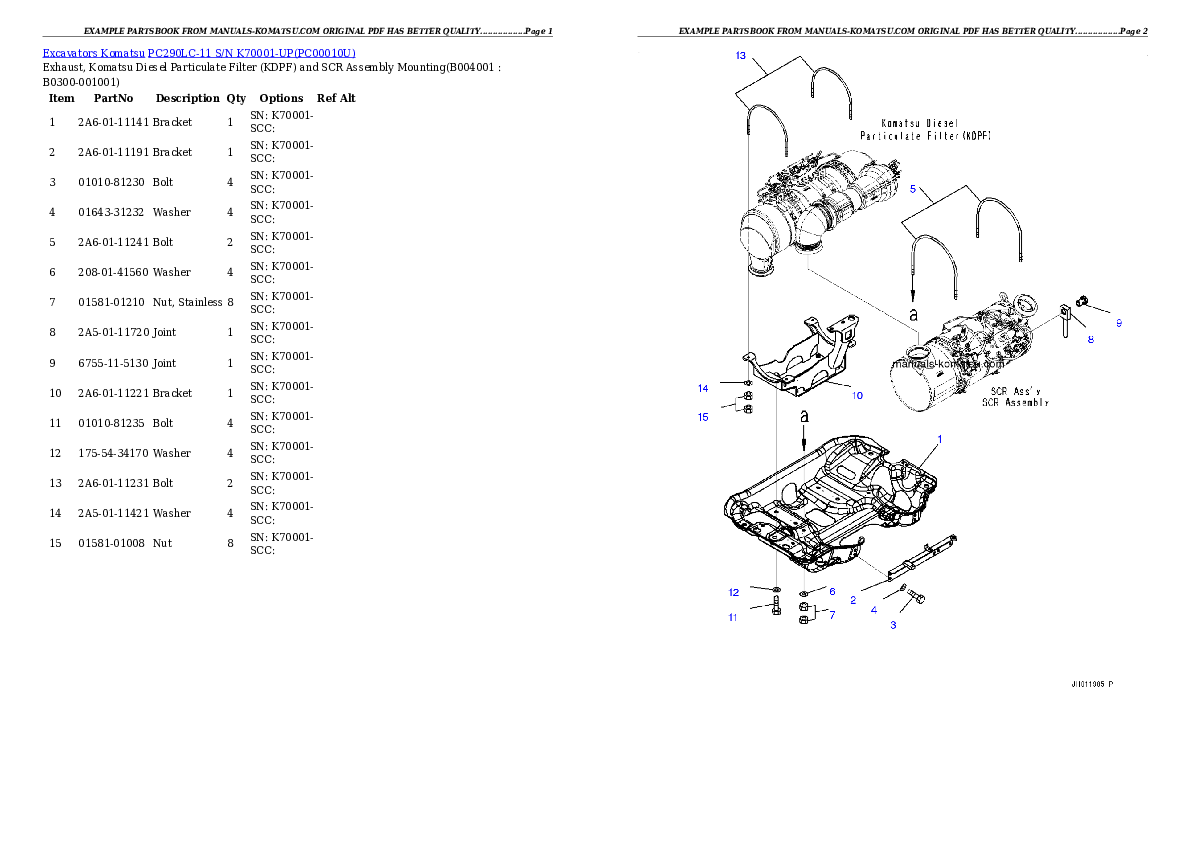 Protected: PC290LC-11 S/N K70001-UP Partsbook