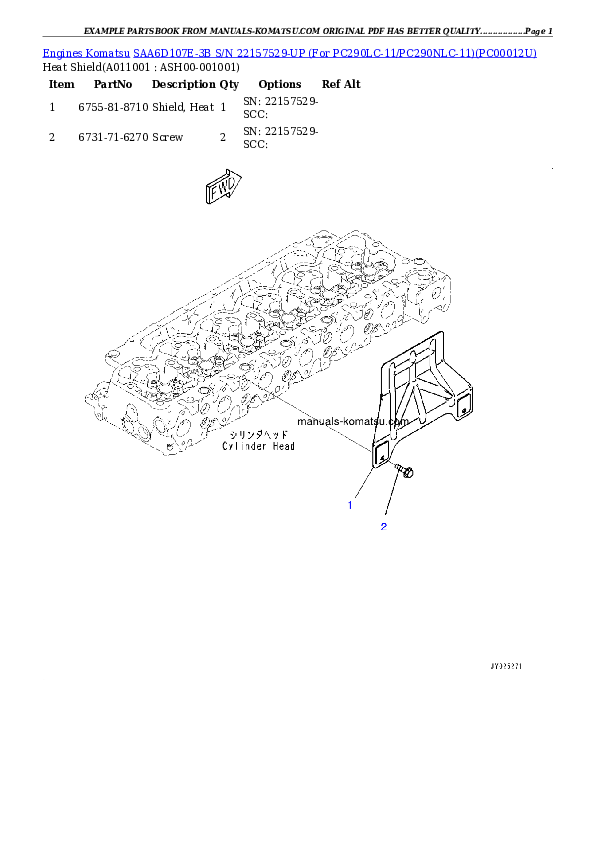 Protected: SAA6D107E-3B S/N 22157529-UP (For PC290LC-11/PC290NLC-11) Partsbook