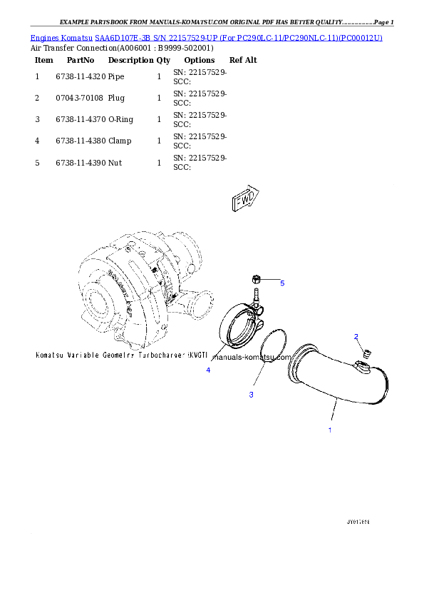 Protected: SAA6D107E-3B S/N 22157529-UP (For PC290LC-11/PC290NLC-11) Partsbook